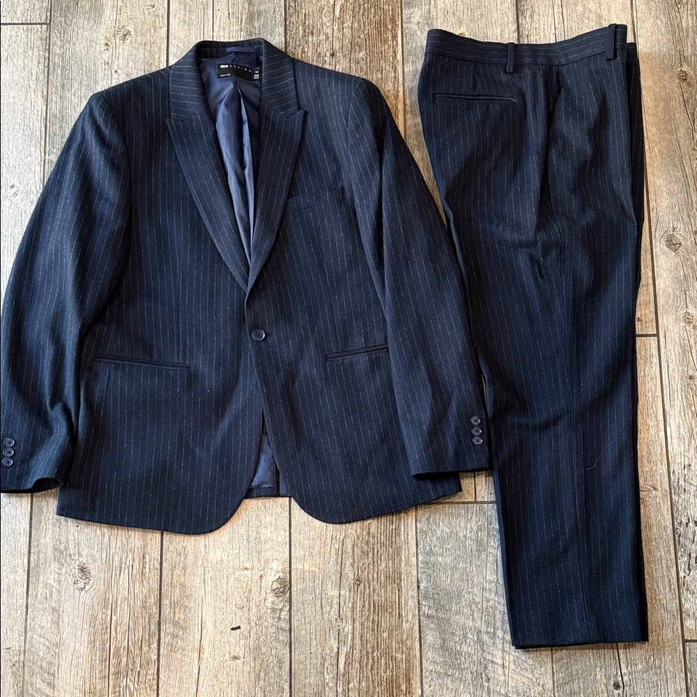 Men's Navy Pinstripe Two-Piece Suit